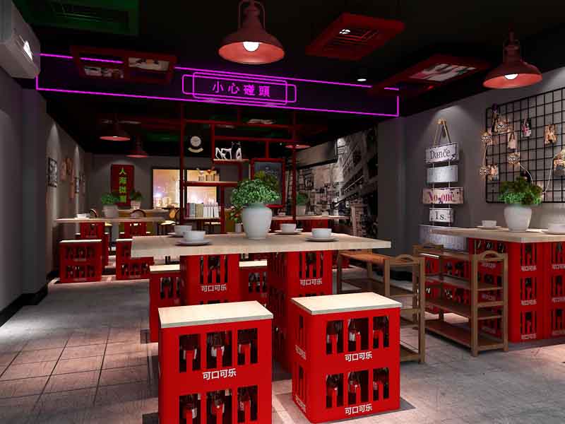 德陽燒烤店裝修色調要自然，地板防滑工作很重要